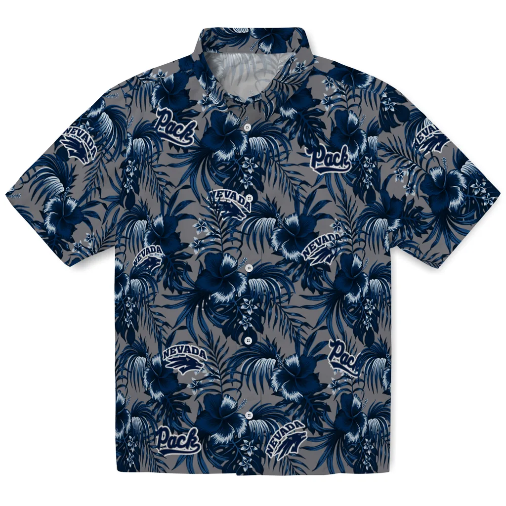 Nevada Wolf Pack Hawaiian Shirt - Hibiscus Exotic nevada wolf pack hibiscus exotic blue hawaiian shirts best selling