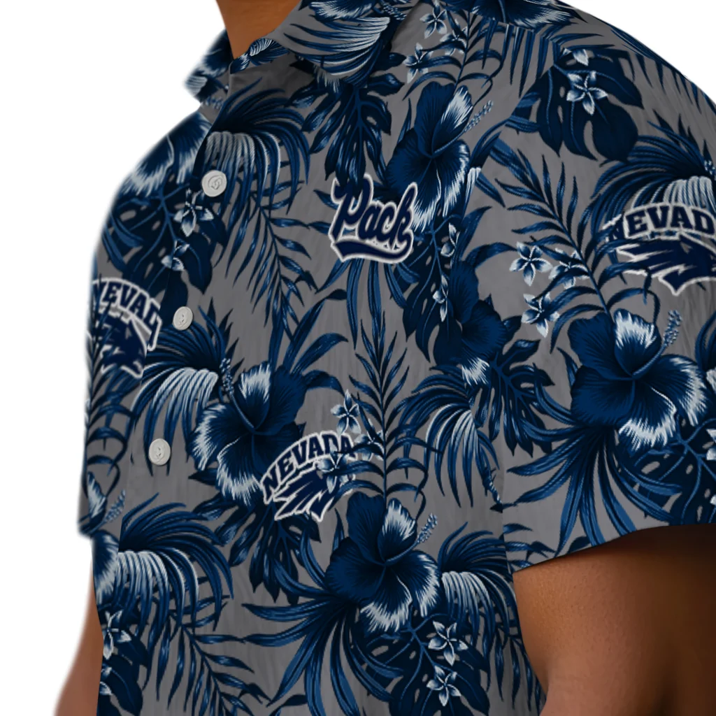 Nevada Wolf Pack Hawaiian Shirt - Hibiscus Exotic nevada wolf pack hibiscus exotic blue hawaiian shirts trendy
