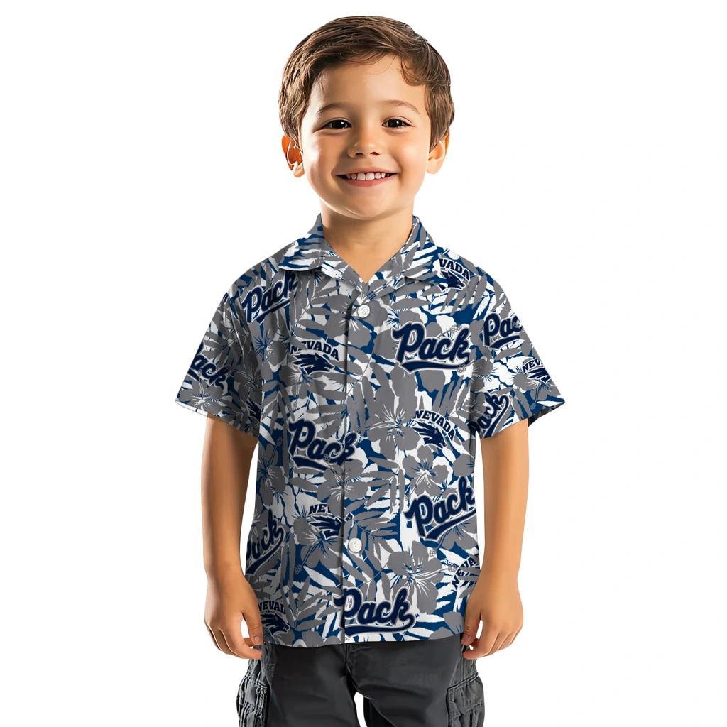 Nevada Wolf Pack Hawaiian Shirt - Hibiscus Overlay nevada wolf pack hibiscus overlay hawaiian shirts top rated