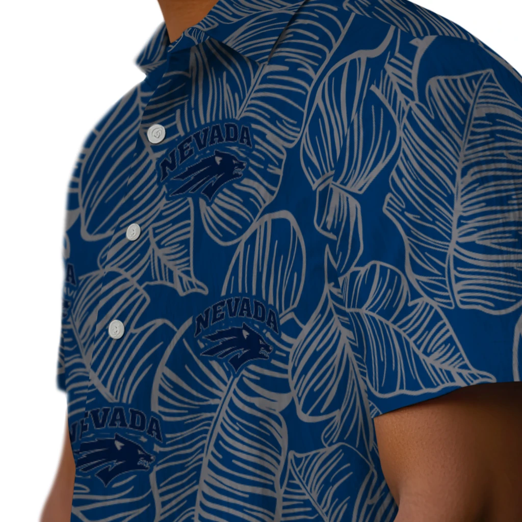 Nevada Wolf Pack Hawaiian Shirt - Leaf Outline nevada wolf pack leaf outline blue hawaiian shirts trendy