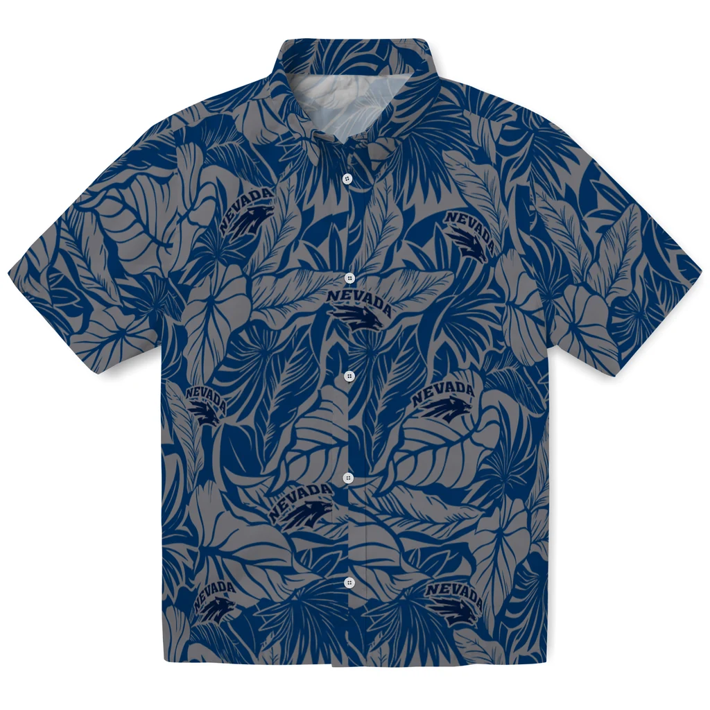 Nevada Wolf Pack Hawaiian Shirt - Monstera Layer nevada wolf pack monstera layer blue hawaiian shirts best selling