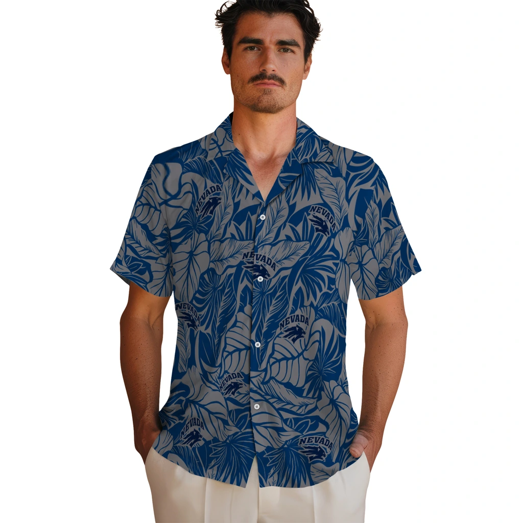 Nevada Wolf Pack Hawaiian Shirt - Monstera Layer nevada wolf pack monstera layer blue hawaiian shirts fashion forward