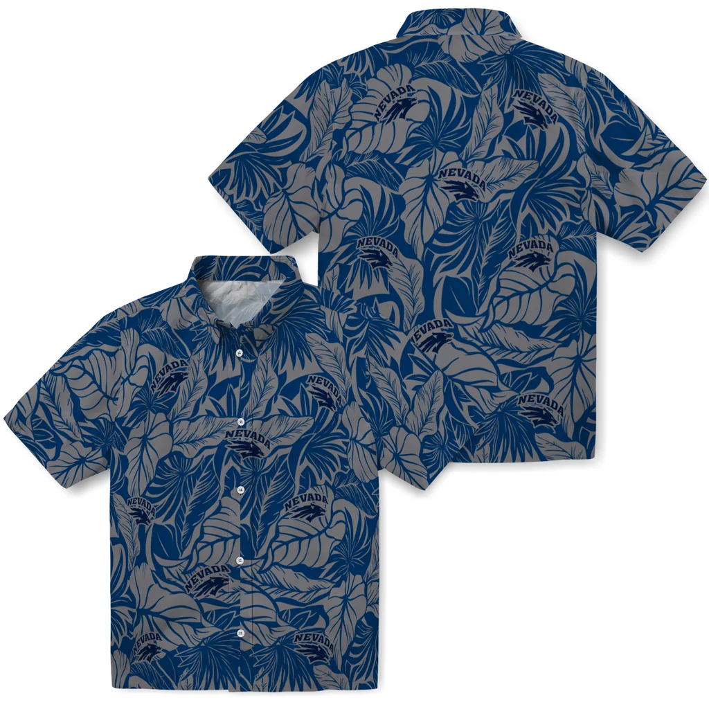 Nevada Wolf Pack Hawaiian Shirt - Monstera Layer nevada wolf pack monstera layer blue hawaiian shirts high quality