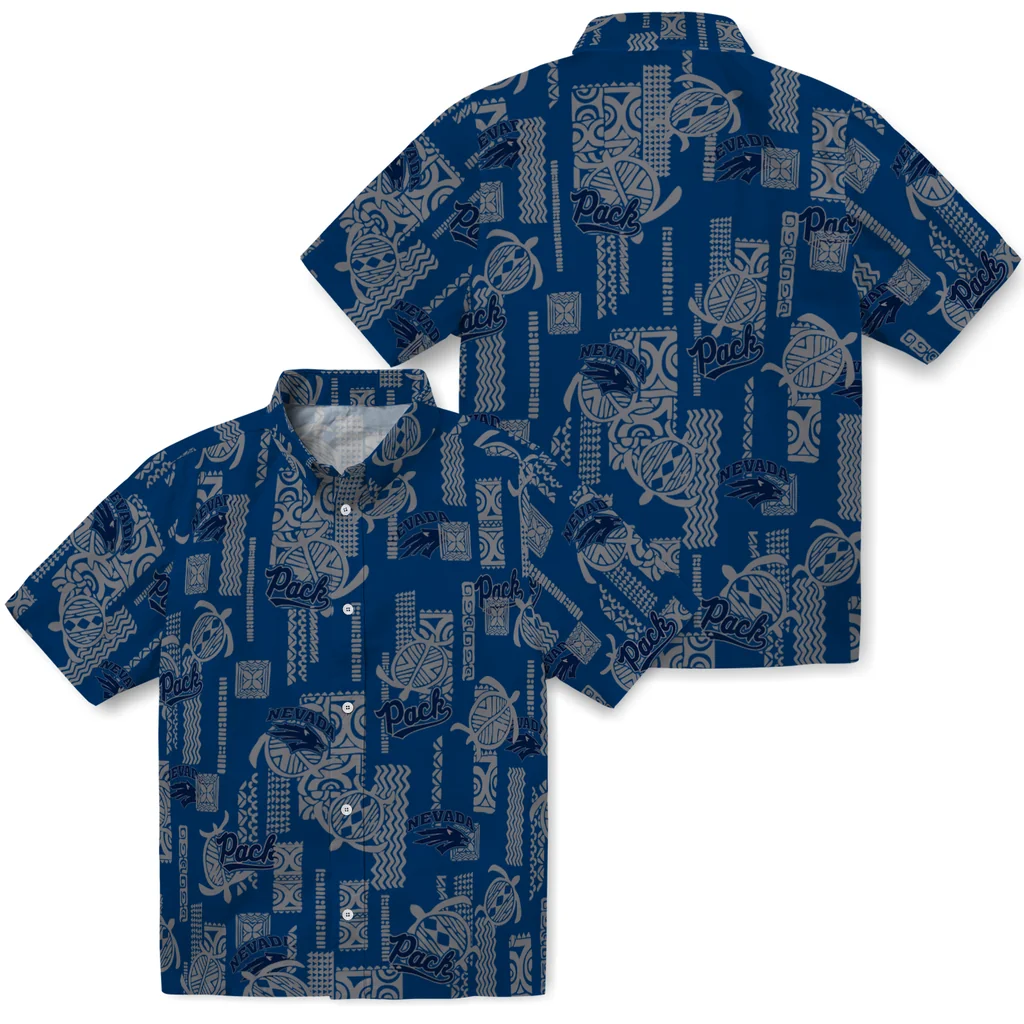 Nevada Wolf Pack Hawaiian Shirt - Turtle Lines nevada wolf pack turtle lines blue hawaiian shirts high quality
