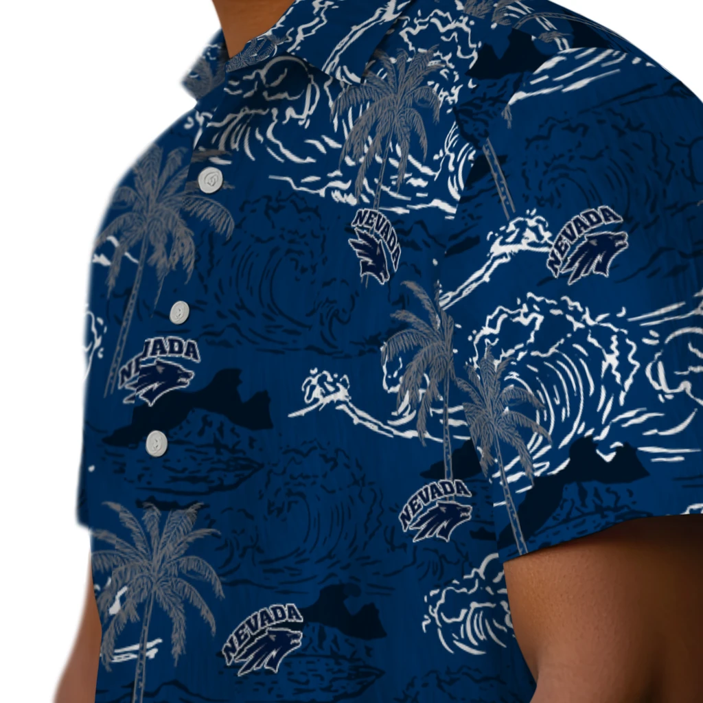 Nevada Wolf Pack Hawaiian Shirt - Wave Palm nevada wolf pack wave palm blue hawaiian shirts trendy