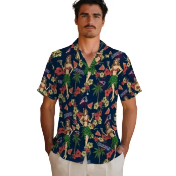 new england patriots hawaiian girls design blue hawaiian shirts fashion forward