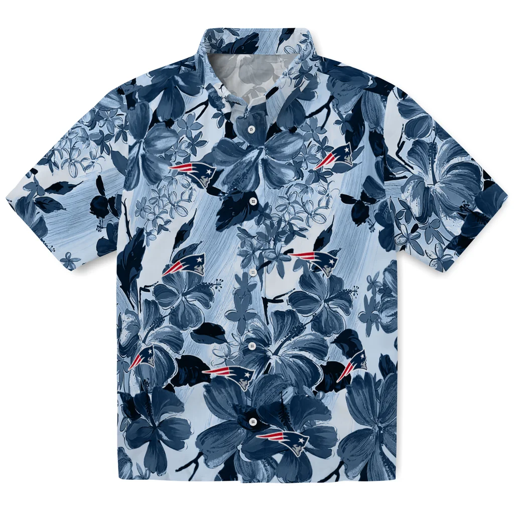 New England Patriots Hawaiian Shirt - Hibiscus Arrangement new england patriots hibiscus arrangement blue hawaiian shirts best selling