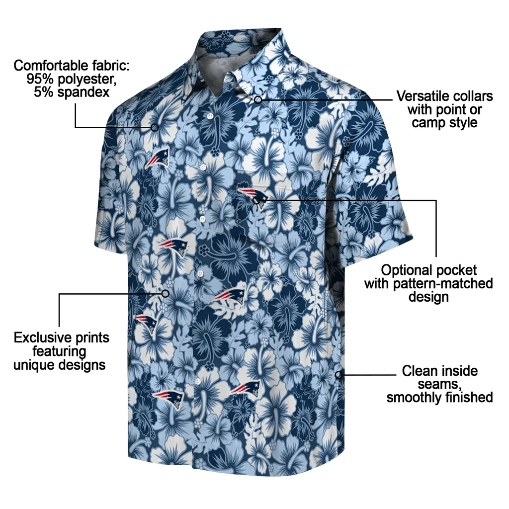 New England Patriots Hawaiian Shirt - Hibiscus Blooms new england patriots hibiscus blooms blue hawaiian shirts new arrival