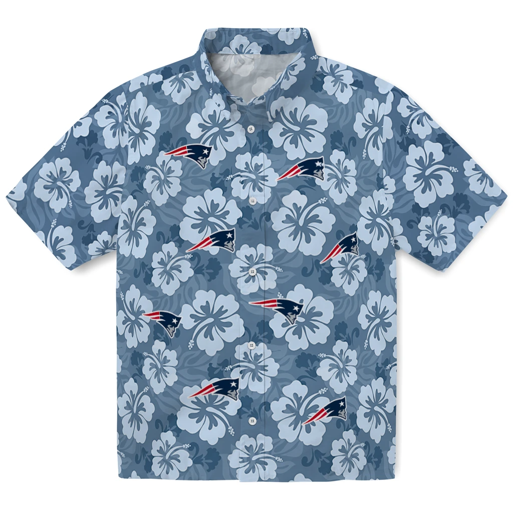 New England Patriots Hawaiian Shirt - Hibiscus Cluster new england patriots hibiscus cluster blue hawaiian shirts best selling