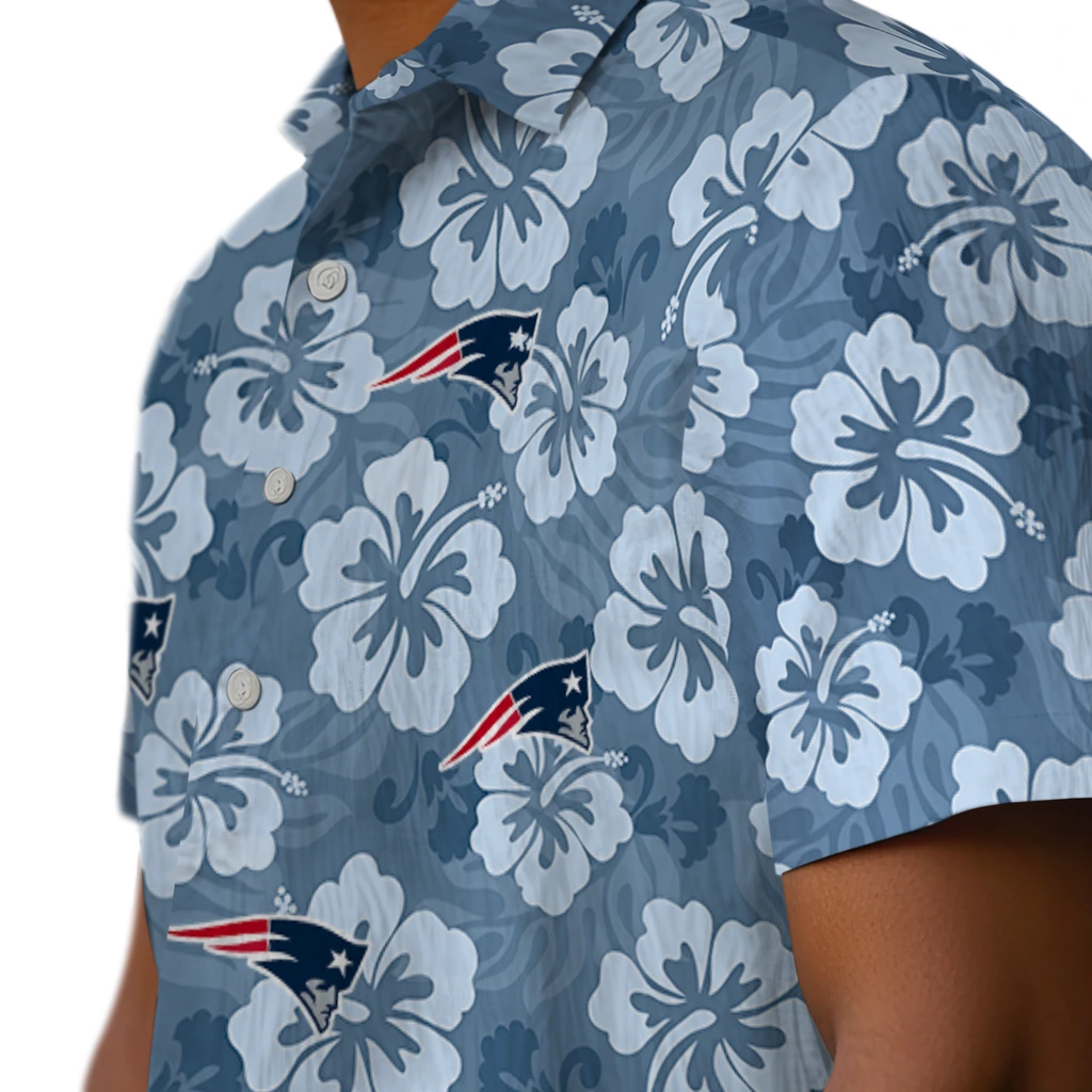 New England Patriots Hawaiian Shirt - Hibiscus Cluster new england patriots hibiscus cluster blue hawaiian shirts trendy