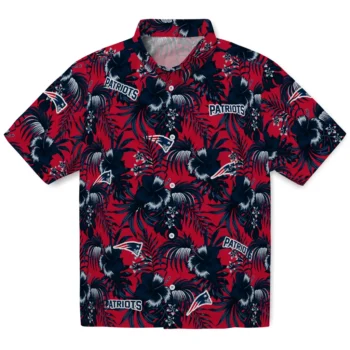 new england patriots hibiscus exotic blue hawaiian shirts best selling