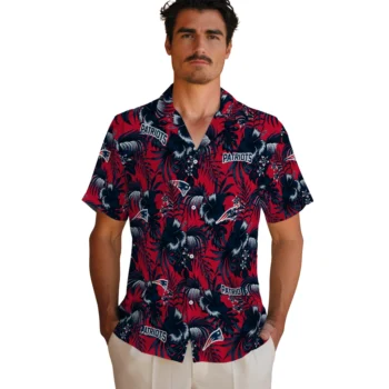 new england patriots hibiscus exotic blue hawaiian shirts fashion forward