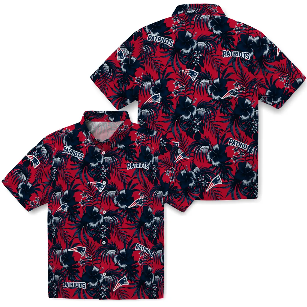 New England Patriots Hawaiian Shirt - Hibiscus Exotic new england patriots hibiscus exotic blue hawaiian shirts high quality