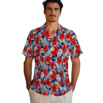 new england patriots hibiscus fiesta red royal blue hawaiian shirts fashion forward