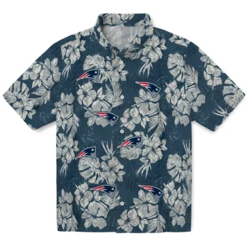 new england patriots hibiscus flowers navy blue hawaiian shirts best selling