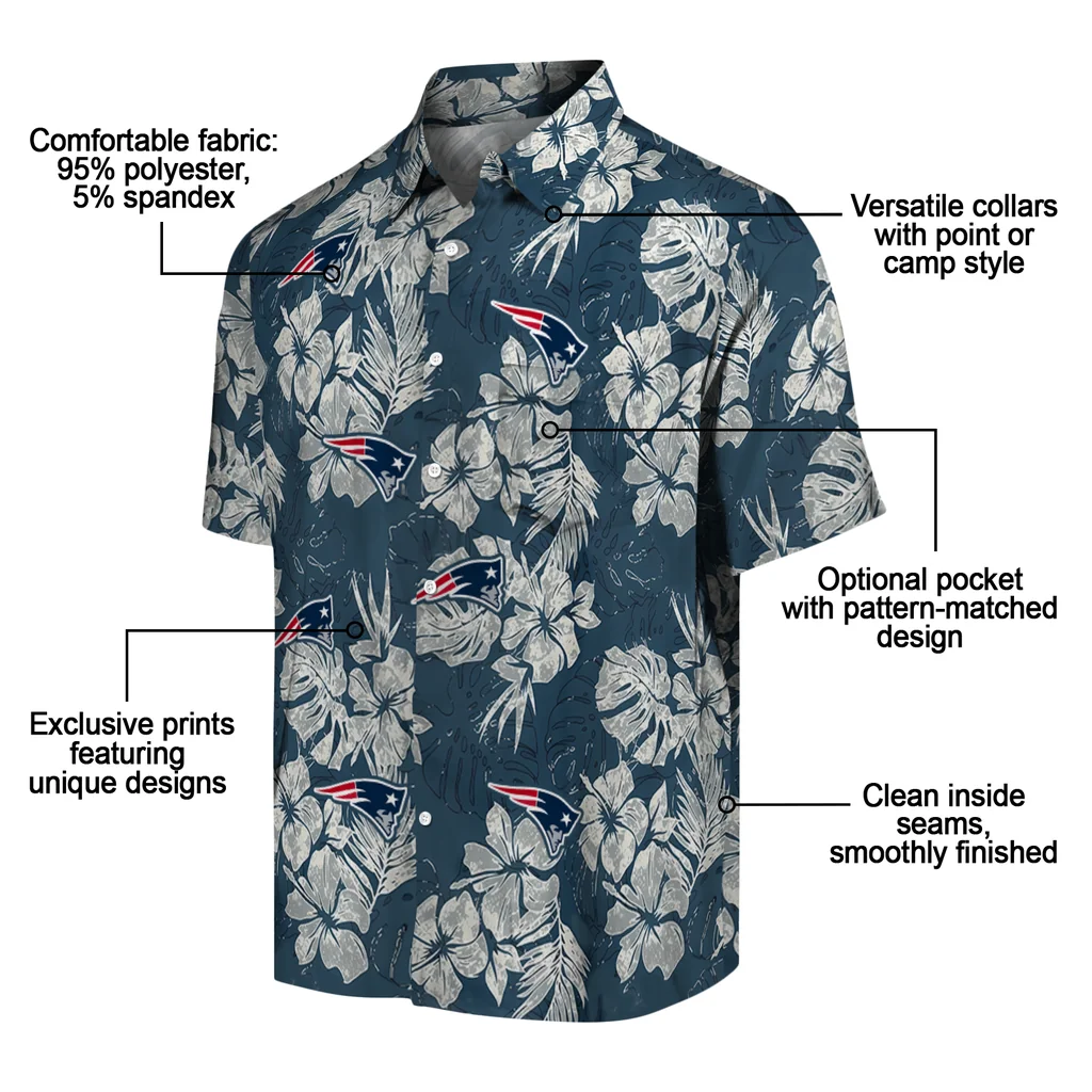 New England Patriots Hawaiian Shirt - Hibiscus Flowers new england patriots hibiscus flowers navy blue hawaiian shirts new arrival