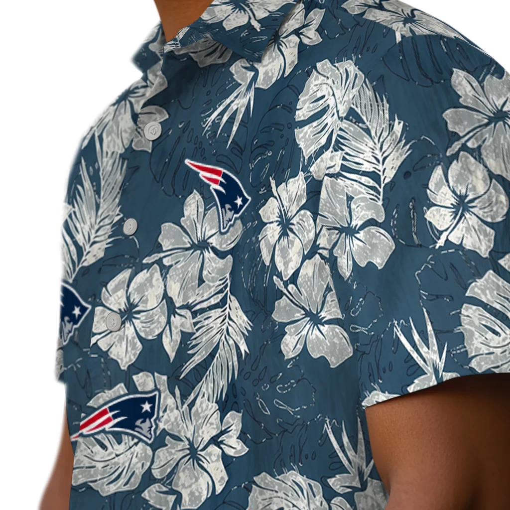 New England Patriots Hawaiian Shirt - Hibiscus Flowers new england patriots hibiscus flowers navy blue hawaiian shirts trendy