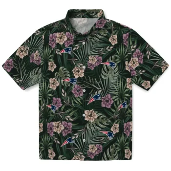 new england patriots hibiscus leaves pattern green hawaiian shirts best selling