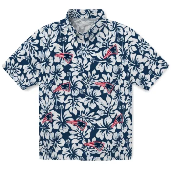 new england patriots hibiscus motif blue white hawaiian shirts best selling