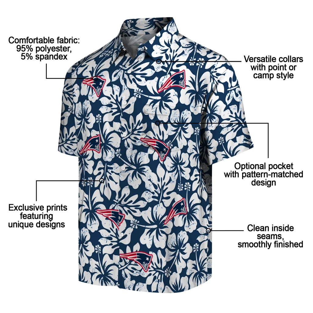 New England Patriots Hawaiian Shirt - Hibiscus Motif new england patriots hibiscus motif blue white hawaiian shirts new arrival