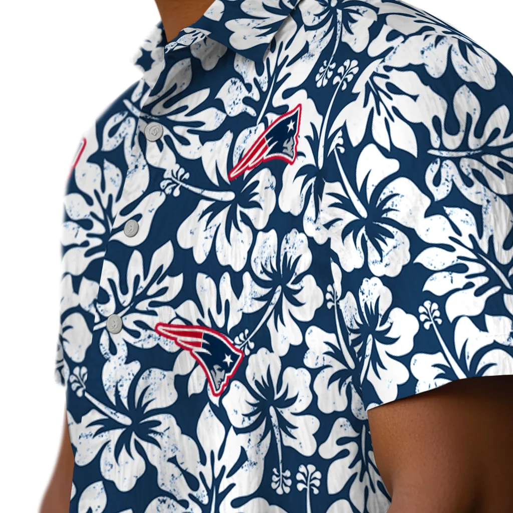 New England Patriots Hawaiian Shirt - Hibiscus Motif new england patriots hibiscus motif blue white hawaiian shirts trendy