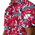 New England Patriots Hawaiian Shirt – Hibiscus Overlay
