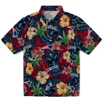 new england patriots tiki jungle blue hawaiian shirts best selling