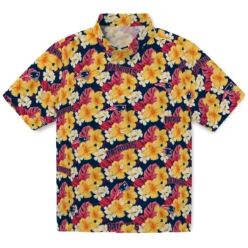 new england patriots hibiscus tropics blue yellow hawaiian shirts best selling