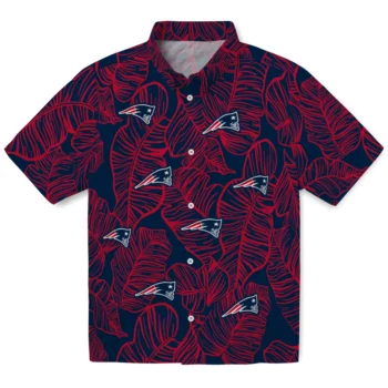 new england patriots leaf outline blue hawaiian shirts best selling