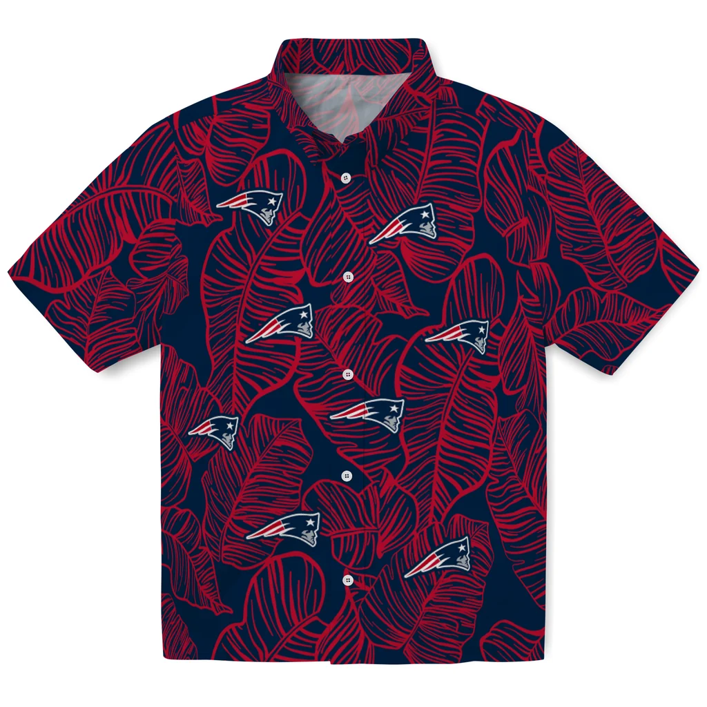 New England Patriots Hawaiian Shirt - Leaf Outline new england patriots leaf outline blue hawaiian shirts best selling