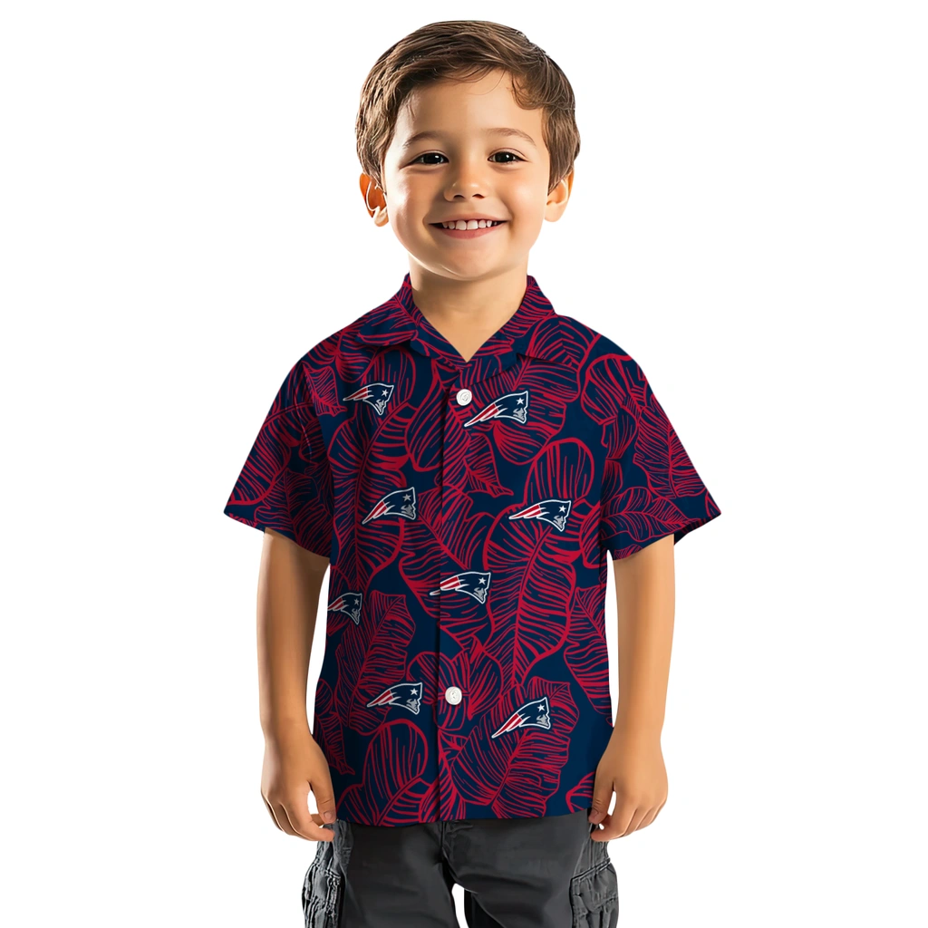 New England Patriots Hawaiian Shirt - Leaf Outline new england patriots leaf outline blue hawaiian shirts top rated