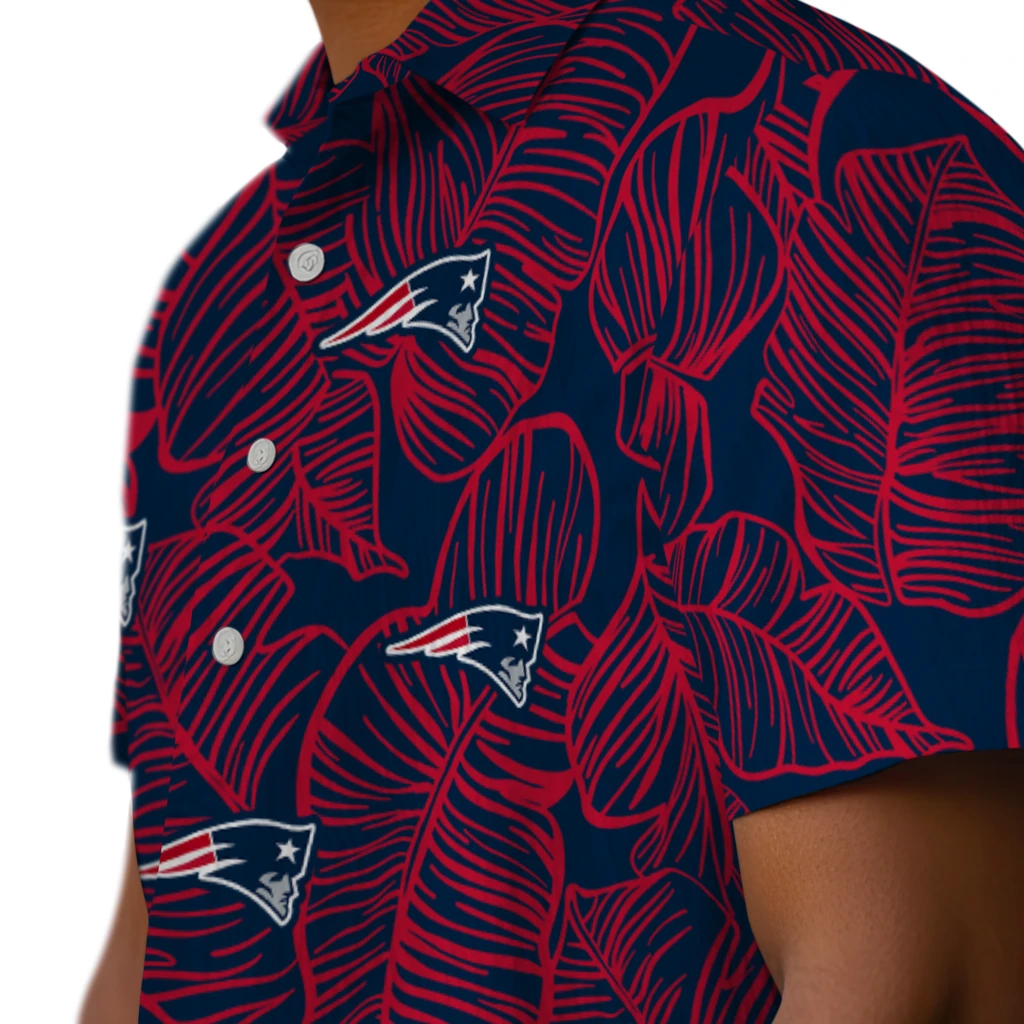 New England Patriots Hawaiian Shirt - Leaf Outline new england patriots leaf outline blue hawaiian shirts trendy