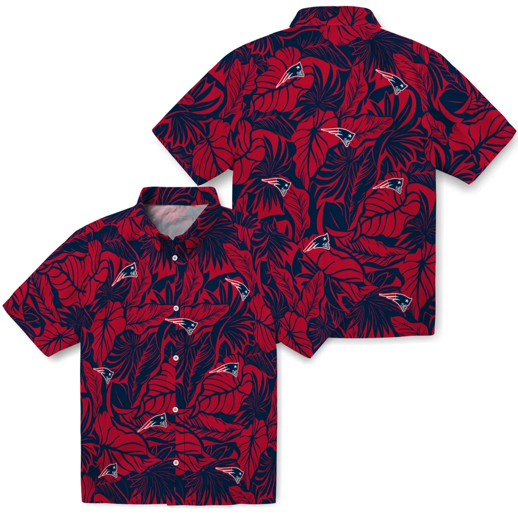 New England Patriots Hawaiian Shirt - Monstera Layer new england patriots monstera layer blue hawaiian shirts high quality