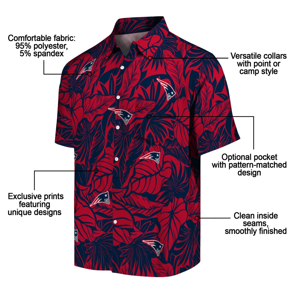 New England Patriots Hawaiian Shirt - Monstera Layer new england patriots monstera layer blue hawaiian shirts new arrival