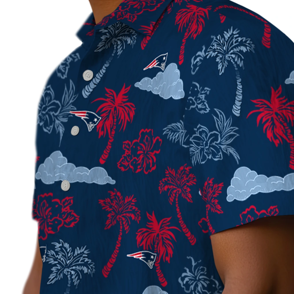New England Patriots Hawaiian Shirt - Palm And Clouds new england patriots palm and clouds blue hawaiian shirts trendy