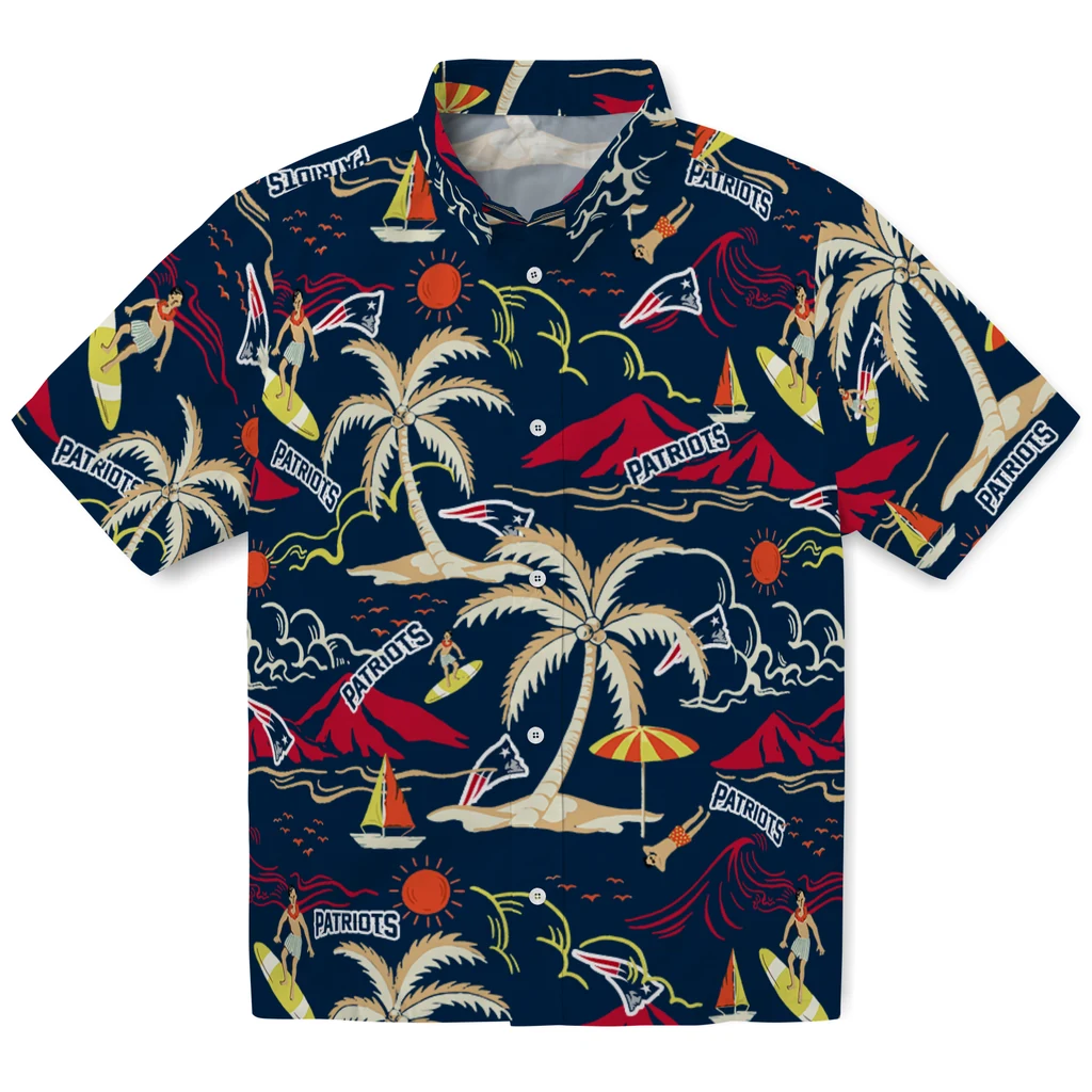 New England Patriots Hawaiian Shirt - Palm Tree Island new england patriots palm tree island blue hawaiian shirts best selling