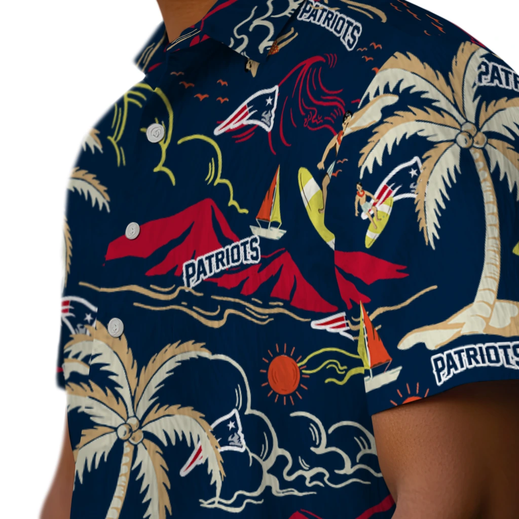 New England Patriots Hawaiian Shirt - Palm Tree Island new england patriots palm tree island blue hawaiian shirts trendy