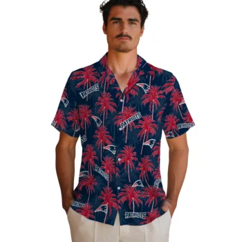new england patriots palm grove blue hawaiian shirts fashion forward