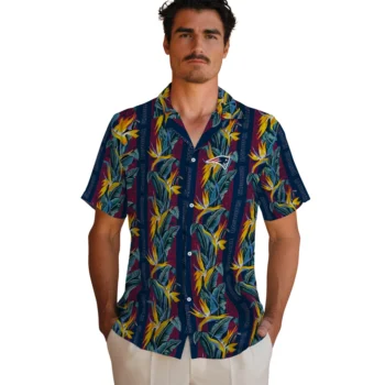 new england patriots paradise vines blue hawaiian shirts fashion forward