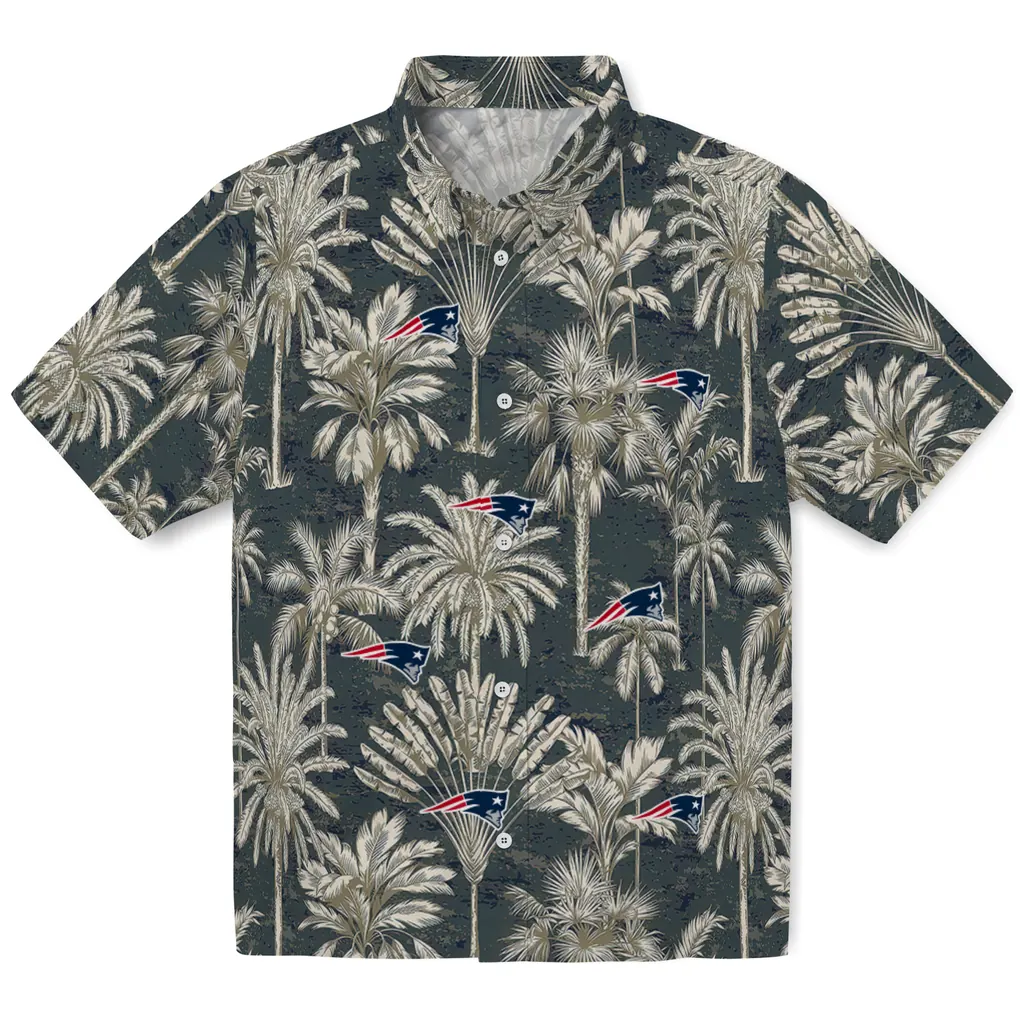 New England Patriots Hawaiian Shirt - Vintage Palm Tree new england patriots palm shadows blue hawaiian shirts best selling