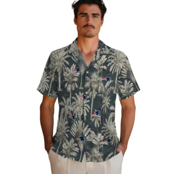 new england patriots palm shadows blue hawaiian shirts fashion forward
