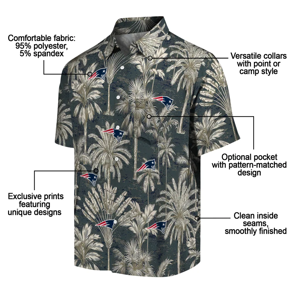 New England Patriots Hawaiian Shirt - Vintage Palm Tree new england patriots palm shadows blue hawaiian shirts new arrival