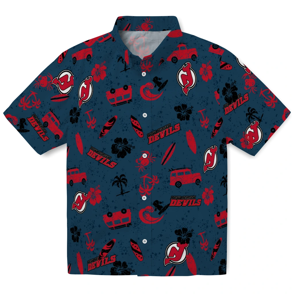 New Jersey Devils Hawaiian Shirt - Beach Vibe new jersey devils beach vibe navy hawaiian shirts best selling