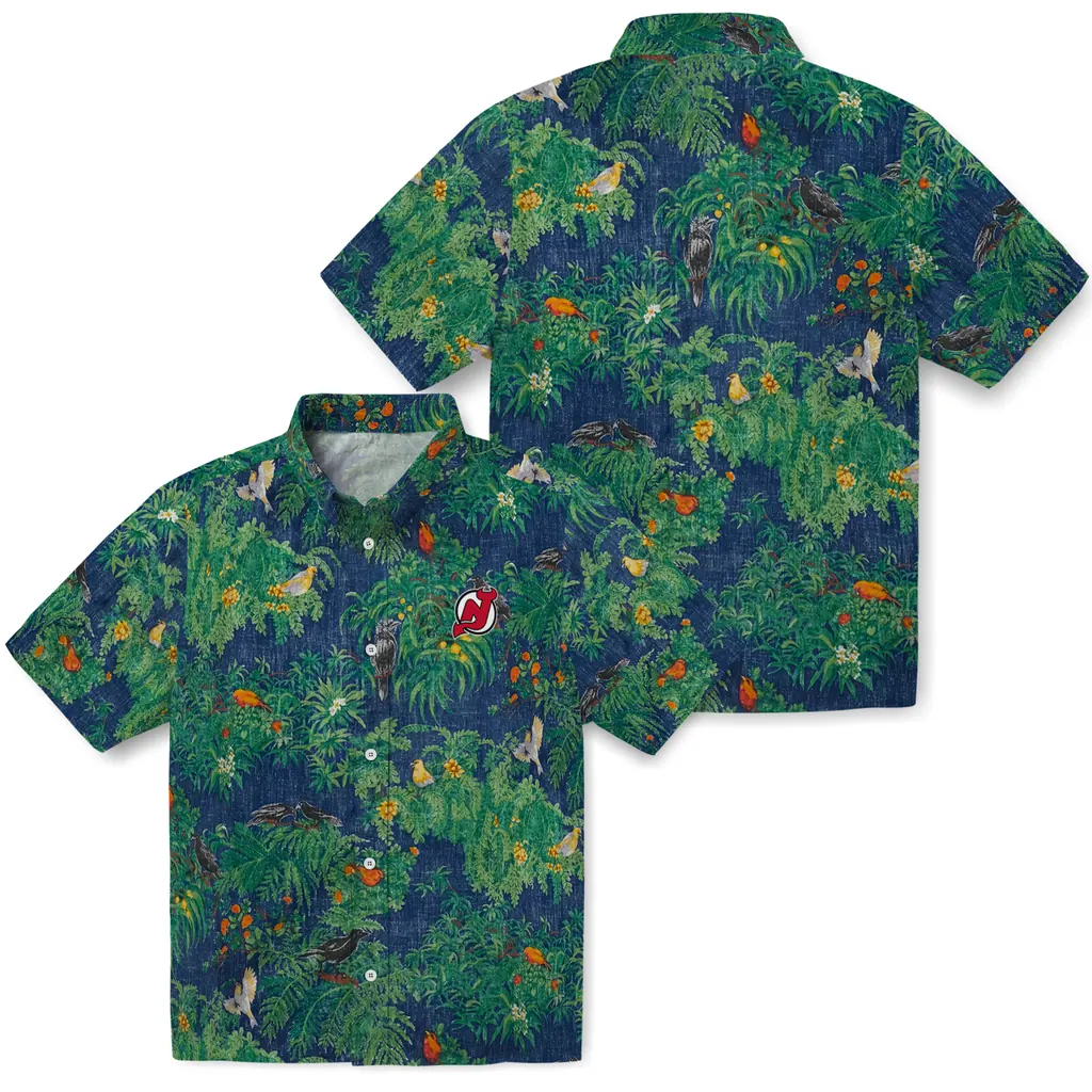 New Jersey Devils Hawaiian Shirt - Bird Canopy new jersey devils bird canopy green hawaiian shirts high quality