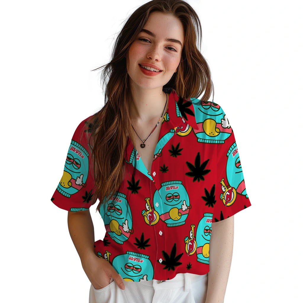 New Jersey Devils Hawaiian Shirt - Chill Vibe new jersey devils bong smile red hawaiian shirts latest model