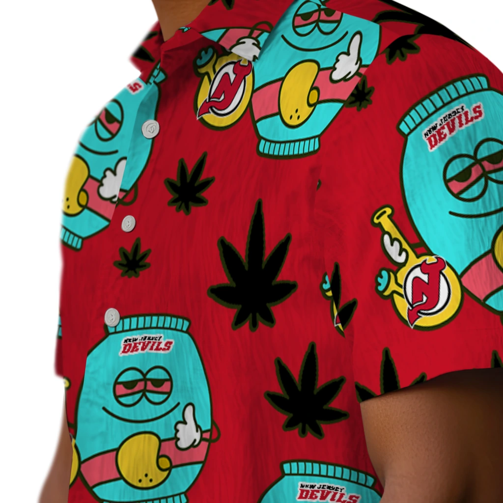 New Jersey Devils Hawaiian Shirt - Chill Vibe new jersey devils bong smile red hawaiian shirts trendy