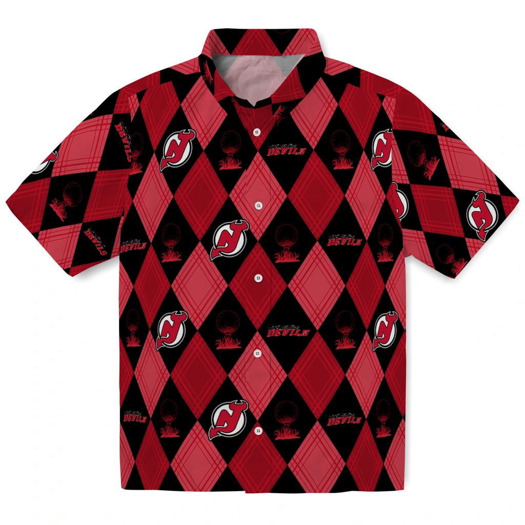 New Jersey Devils Hawaiian Shirt - Golfing Plaid new jersey devils balloon plaid red hawaiian shirts best selling