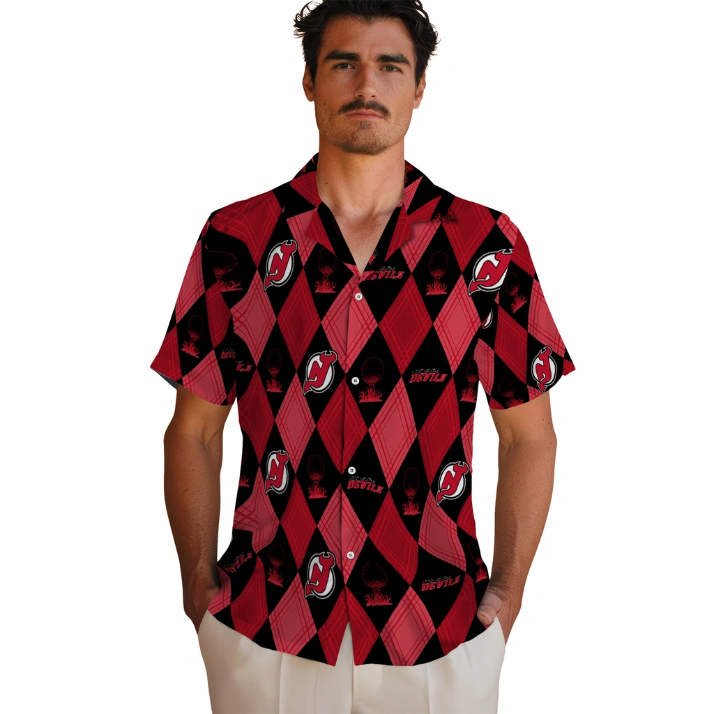New Jersey Devils Hawaiian Shirt - Golfing Plaid new jersey devils balloon plaid red hawaiian shirts fashion forward