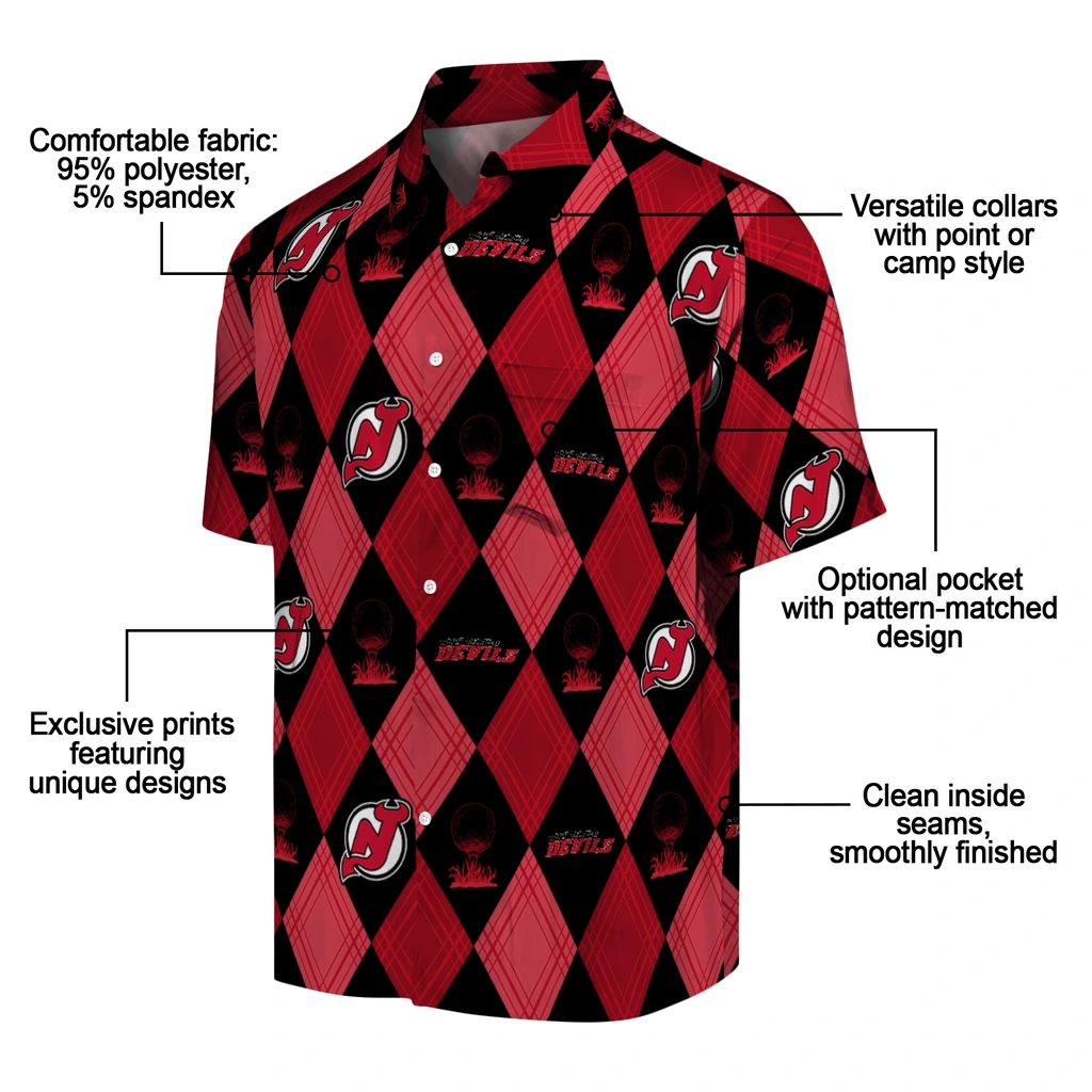 New Jersey Devils Hawaiian Shirt - Golfing Plaid new jersey devils balloon plaid red hawaiian shirts new arrival