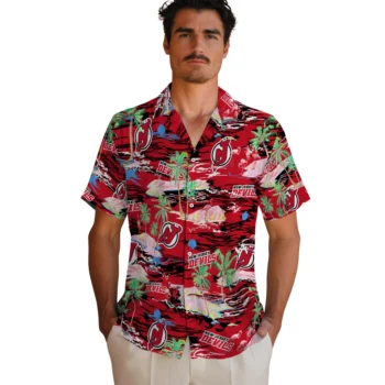 new jersey devils flamingo retreat red hawaiian shirts fashion forward